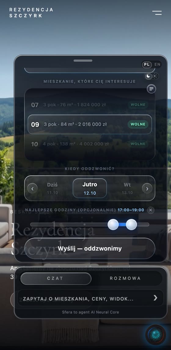 Formularz kontaktu z lokalem 09 i porą telefonu jutro 17–19
